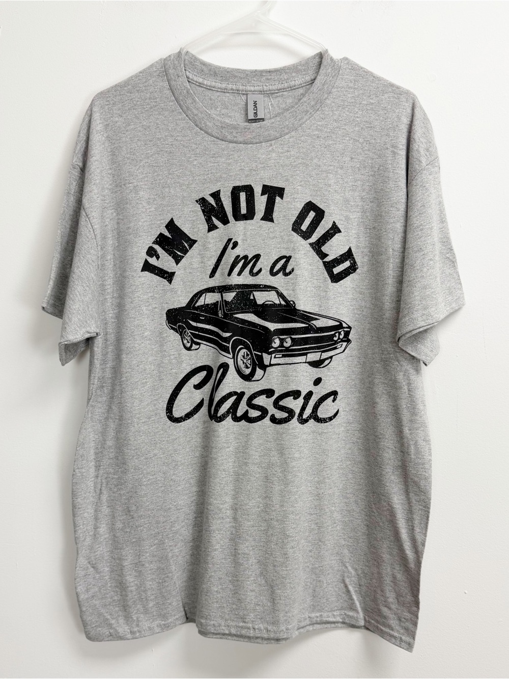Gildan TShirt Mens Large Gray Tee Short Sleeve I'm Not Old I'm a Classic NWT
